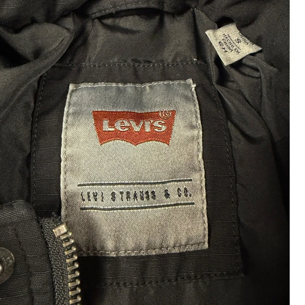 Levi's Small Black Ripstop Utility Jacket Quilted Lining‎ Workwear Shacket